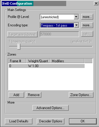 2pass 1st pass settings