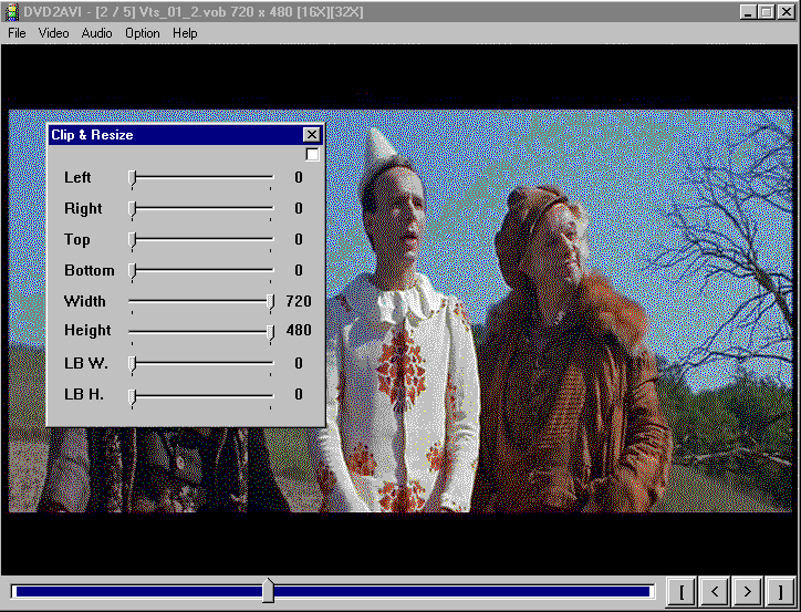 DVD2AVI Clip & Resize function